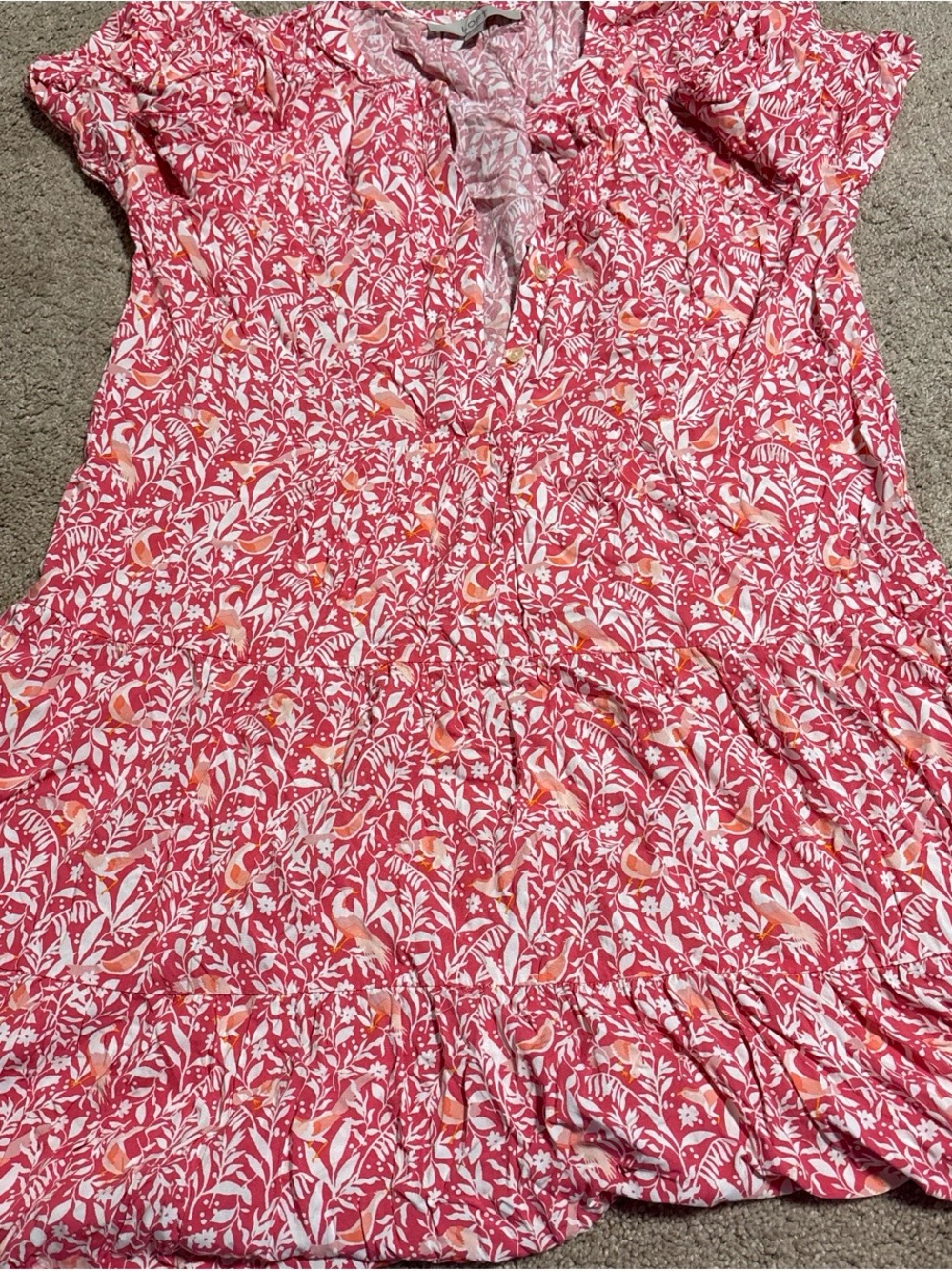 LOFT Pink Floral Midi Dress